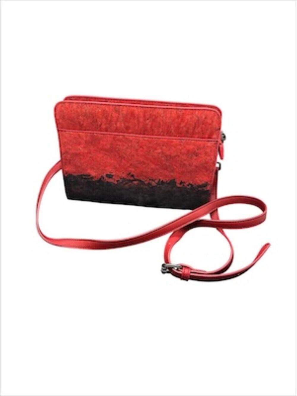 Evolution red and black cork purse
